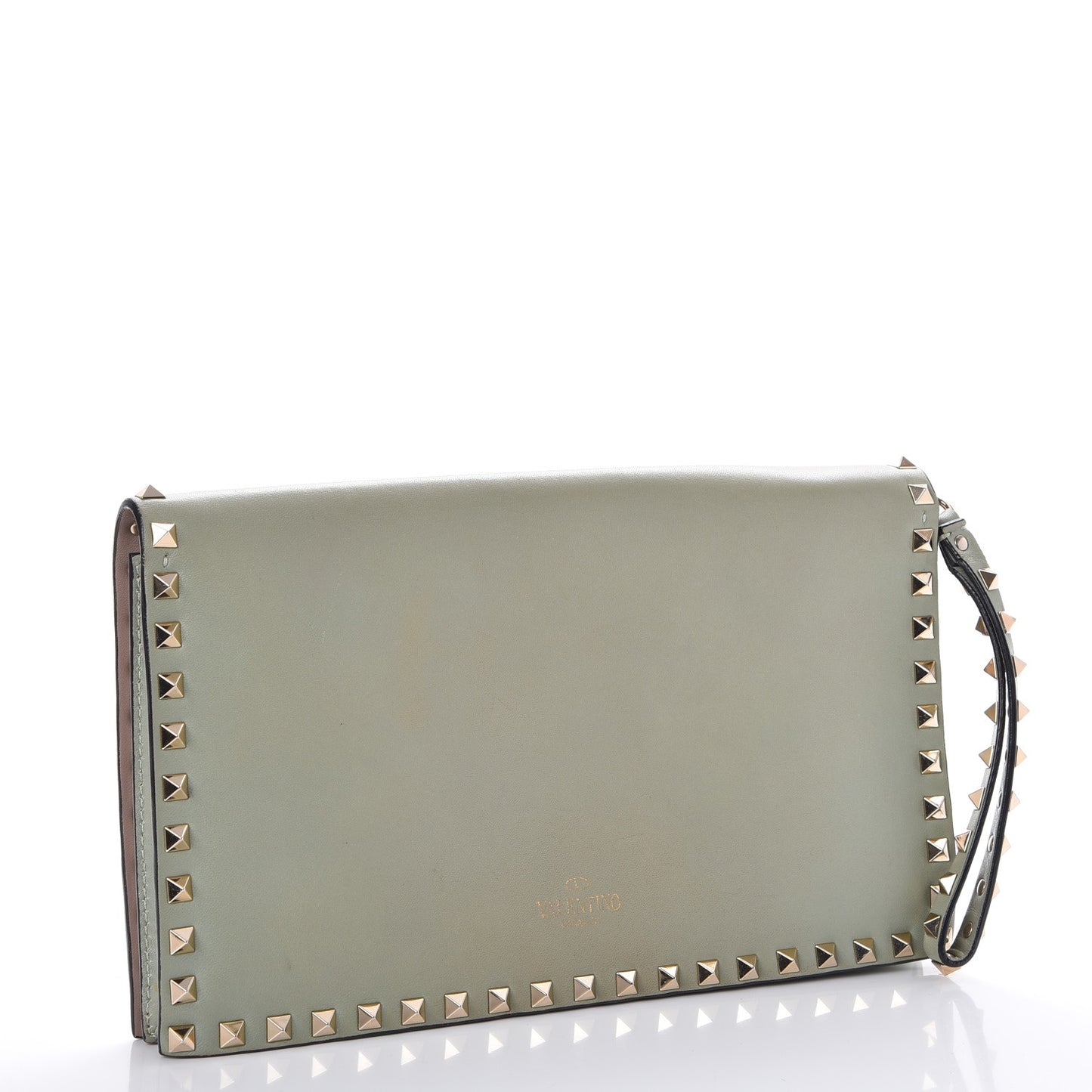 Nappa Rockstud Wristlet Clutch Green Tea Sorbet