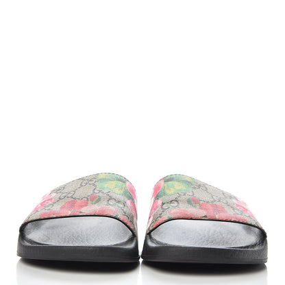 Gucci GG Supreme Monogram Blooms Slide Sandals 34 Beige Multicolor 2 of 11