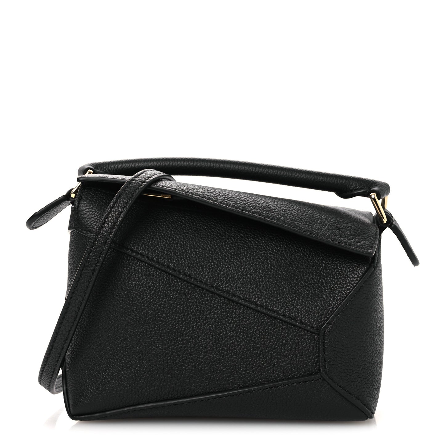 Soft Grained Calfskin Mini Puzzle Edge Bag Black