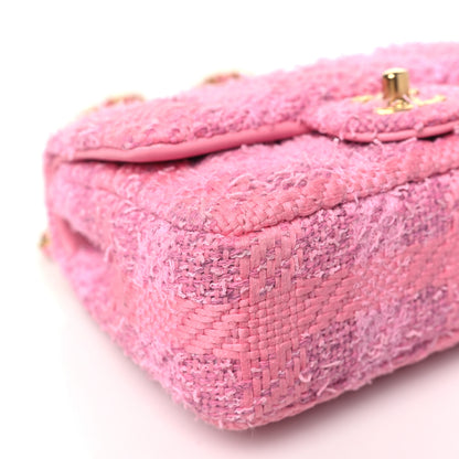 Chanel Tweed Quilted Pearl Twist Mini Square Flap Pink Dark Pink 9 of 10