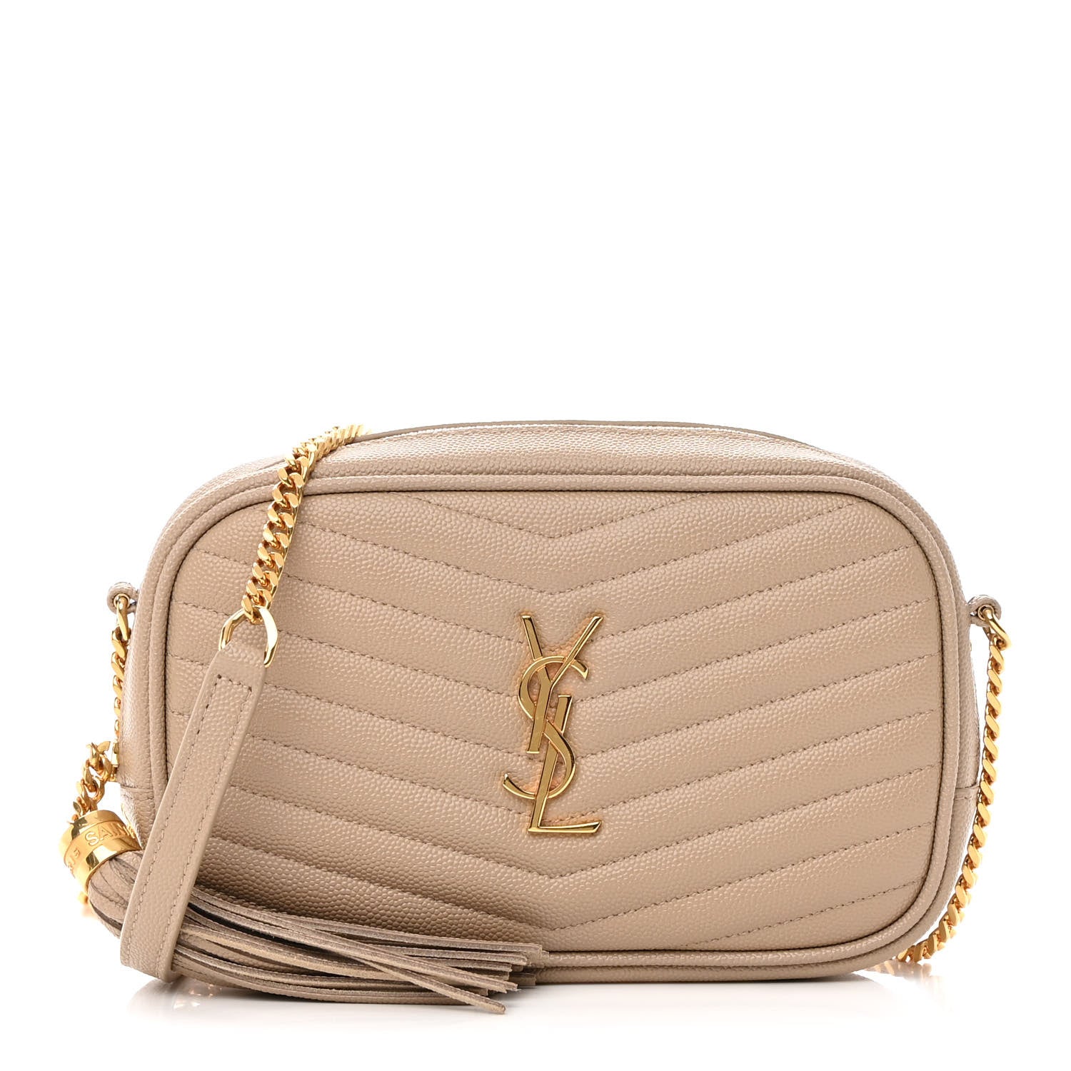 Saint Laurent Grain De Poudre Matelasse Monogram Mini Lou Camera Bag Dark Beige 1 of 12