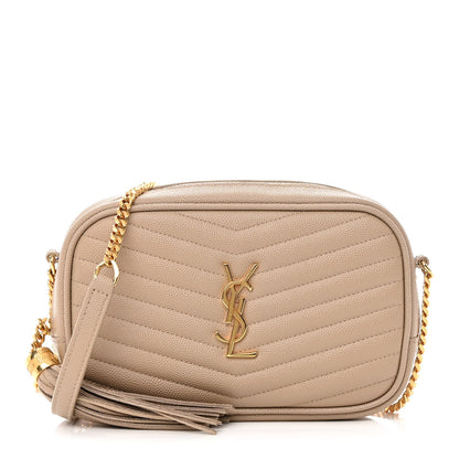 Saint Laurent Grain De Poudre Matelasse Monogram Mini Lou Camera Bag Dark Beige 1 of 12