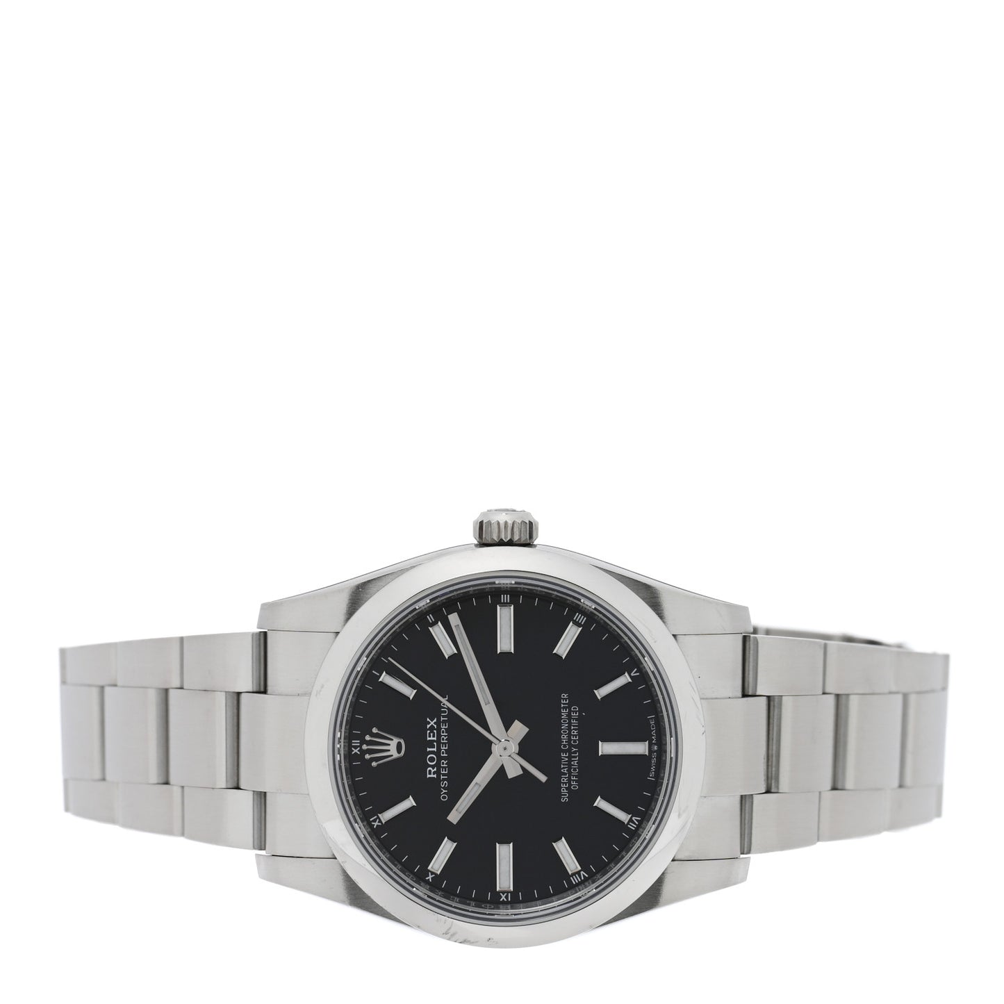 Stainless Steel 34mm Oyster Perpetual Watch Bright Black 124200
