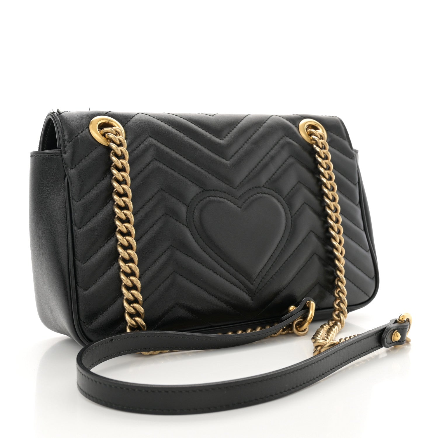 Gucci Calfskin Matelasse Small GG Marmont Shoulder Bag Black 3 of 13