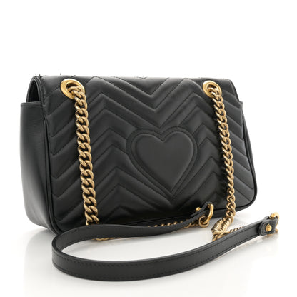 Gucci Calfskin Matelasse Small GG Marmont Shoulder Bag Black 3 of 13