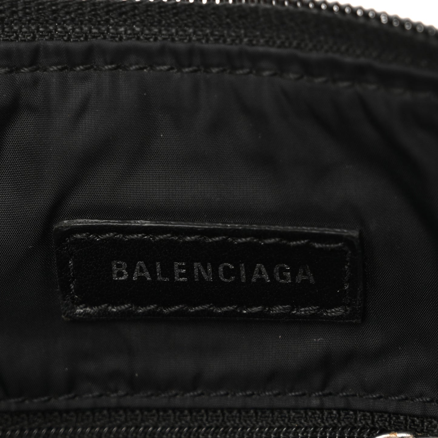 Recycled Sport Nylon Logo Embroidered Wheel Sling Bag Black White