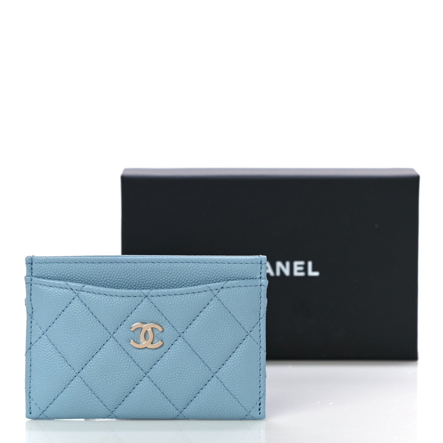 Chanel Caviar Quilted Card Holder Light Blue 12 of 12