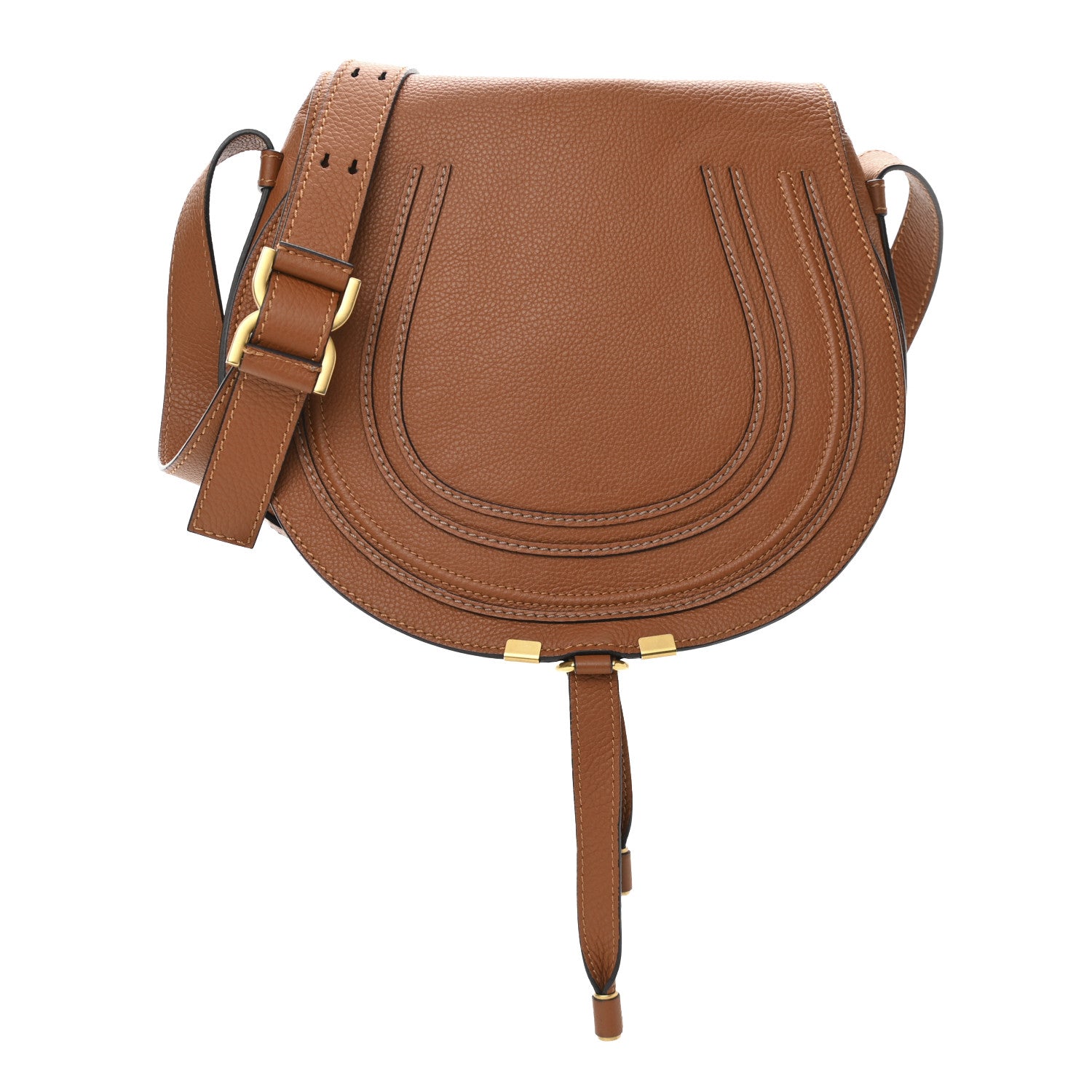 Chloe Calfskin Medium Marcie Round Crossbody Bag Tan 1 of 14