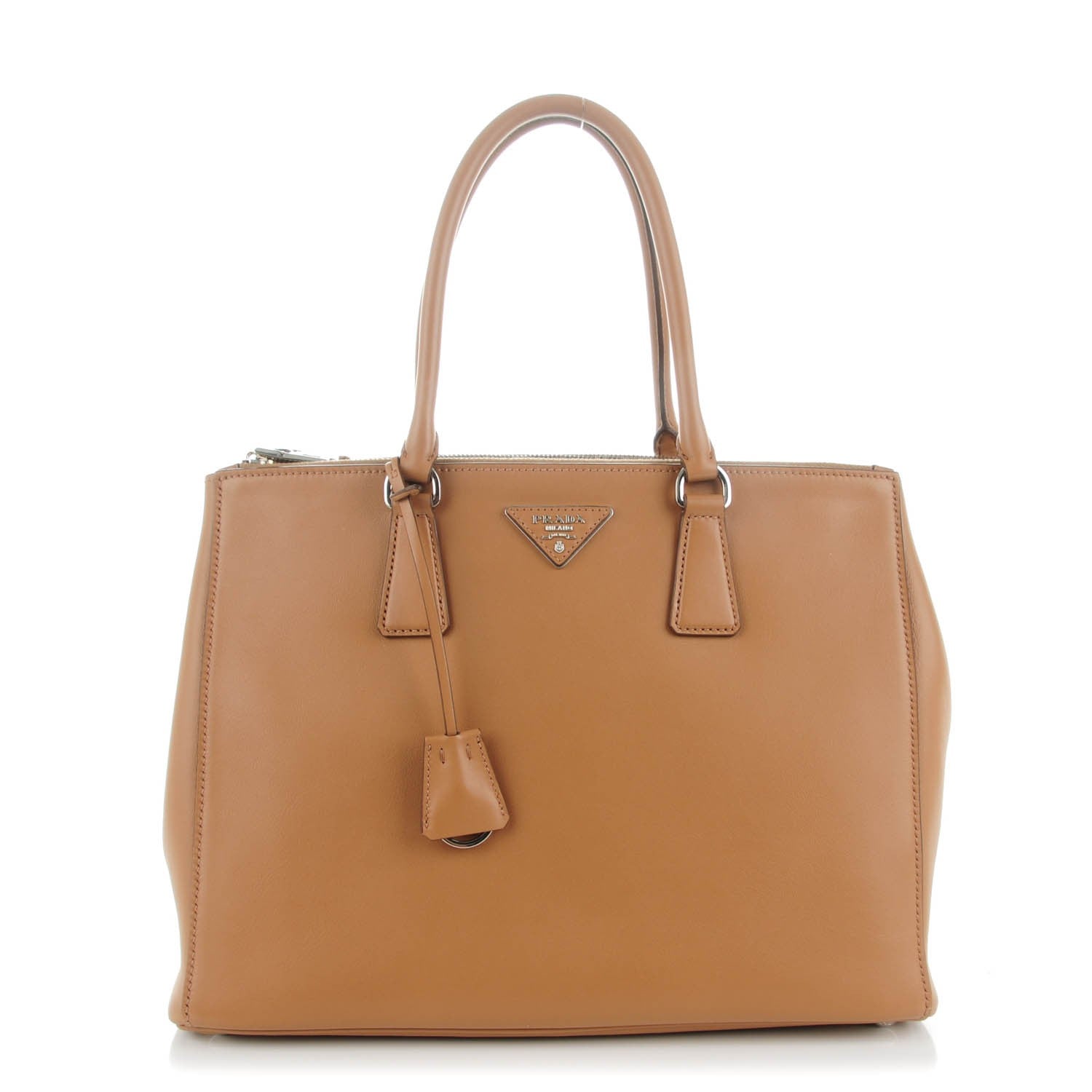 Prada City Calf Large Galleria Double Zip Tote Caramel Papaya 1 of 7