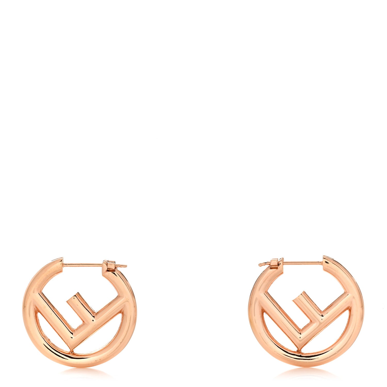 Fendi Metal FF Hoop Earrings Rose Gold 1 of 5