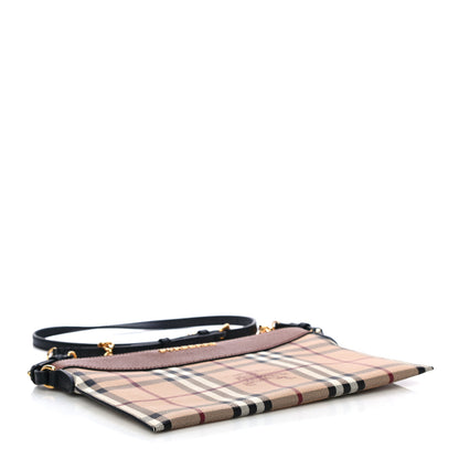 Burberry Haymarket Check Peyton Crossbody Clutch Bag Toffee 4 of 15