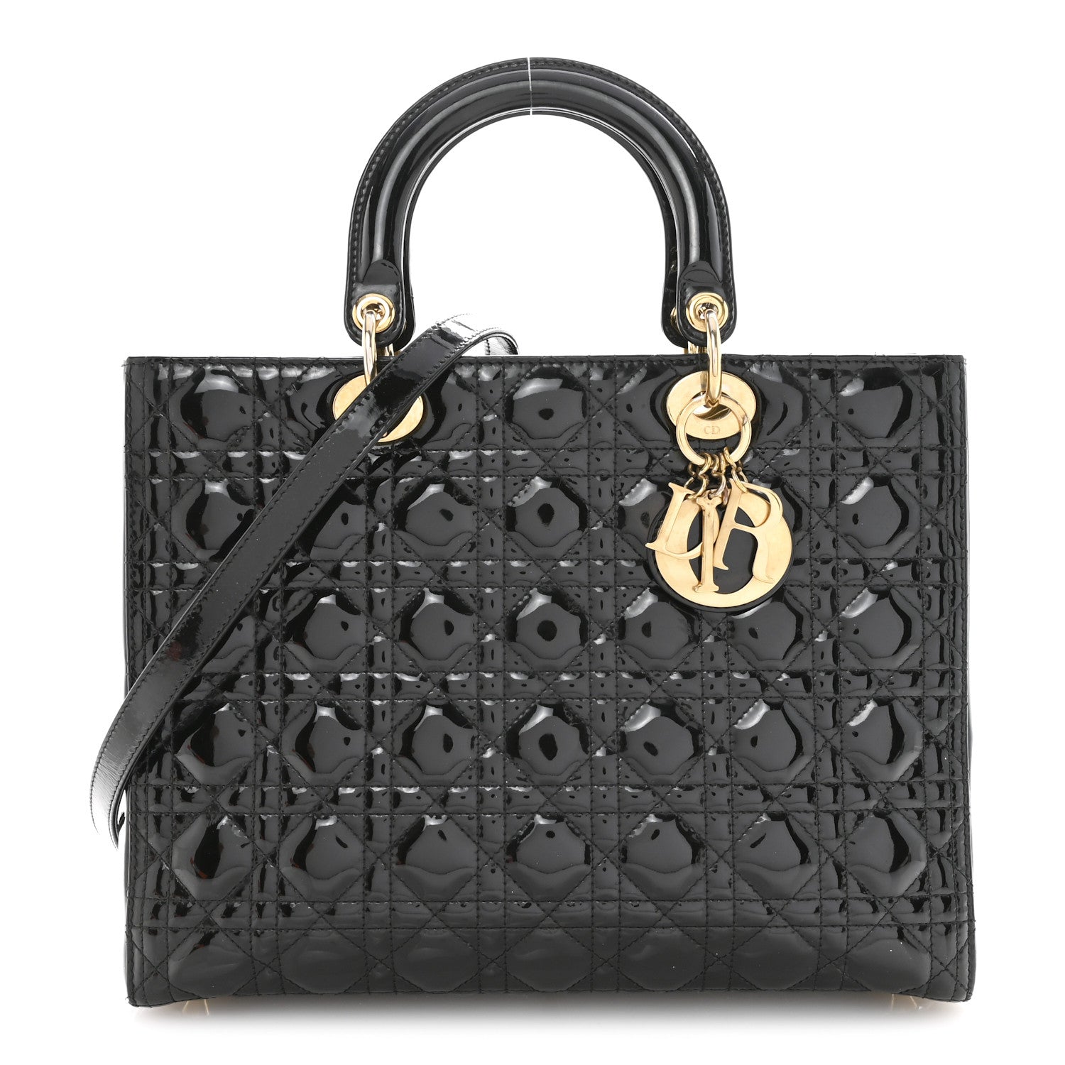 Christian Dior Patent Cannage Large Lady Dior Black 1 of 16