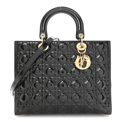 Christian Dior Patent Cannage Large Lady Dior Black 1 of 16