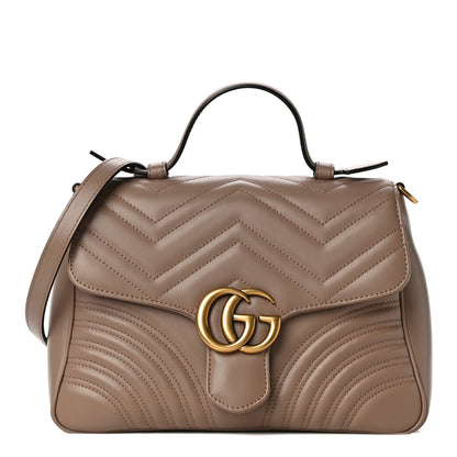 Gucci Calfskin Matelasse Small GG Marmont Top Handle Shoulder Bag Porcelain Rose 1 of 12