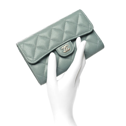 Chanel Caviar Quilted Medium Flap Wallet Light Blue 2 of 10