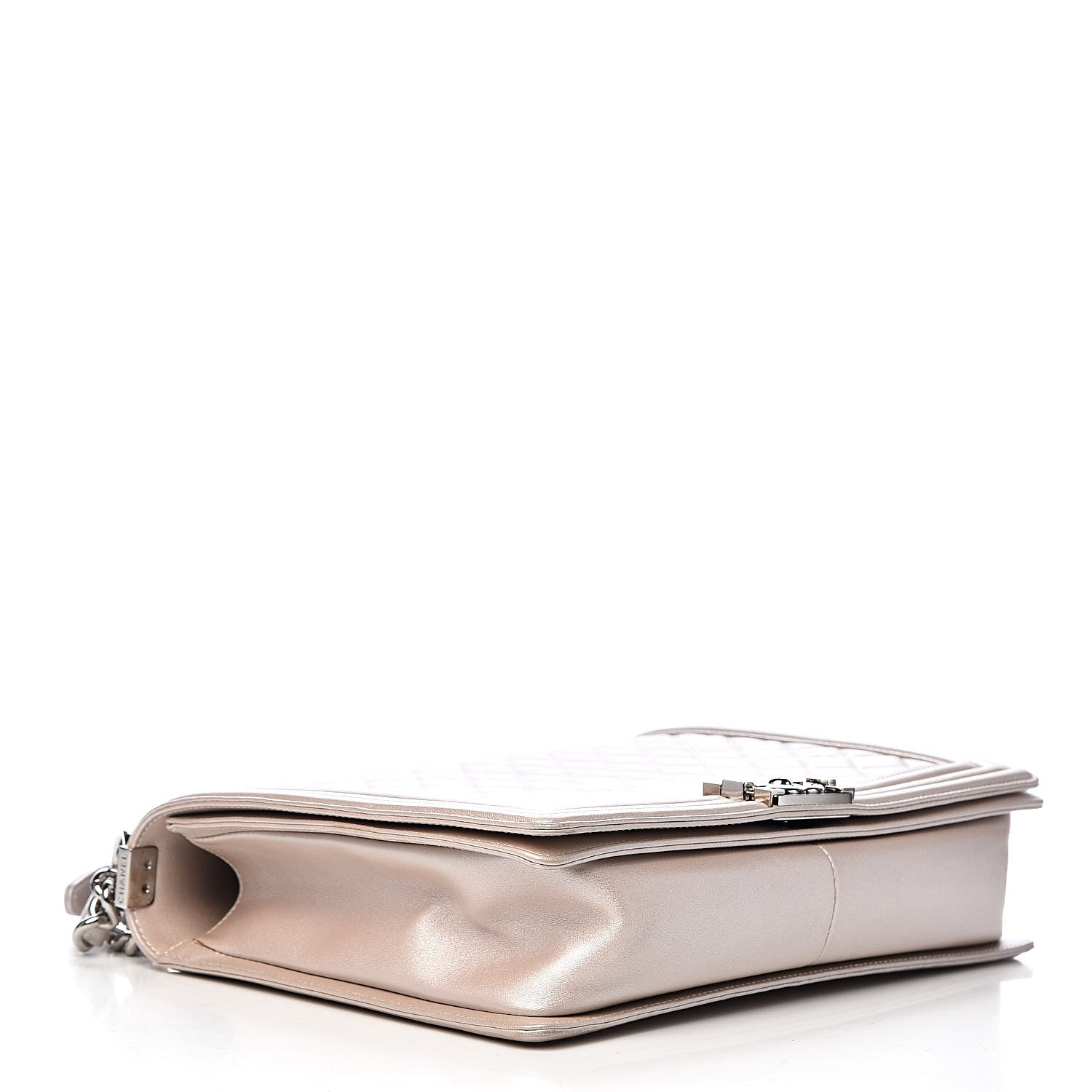 Chanel Metallic Lambskin Quilted Large Boy Flap Light Beige 4 of 13