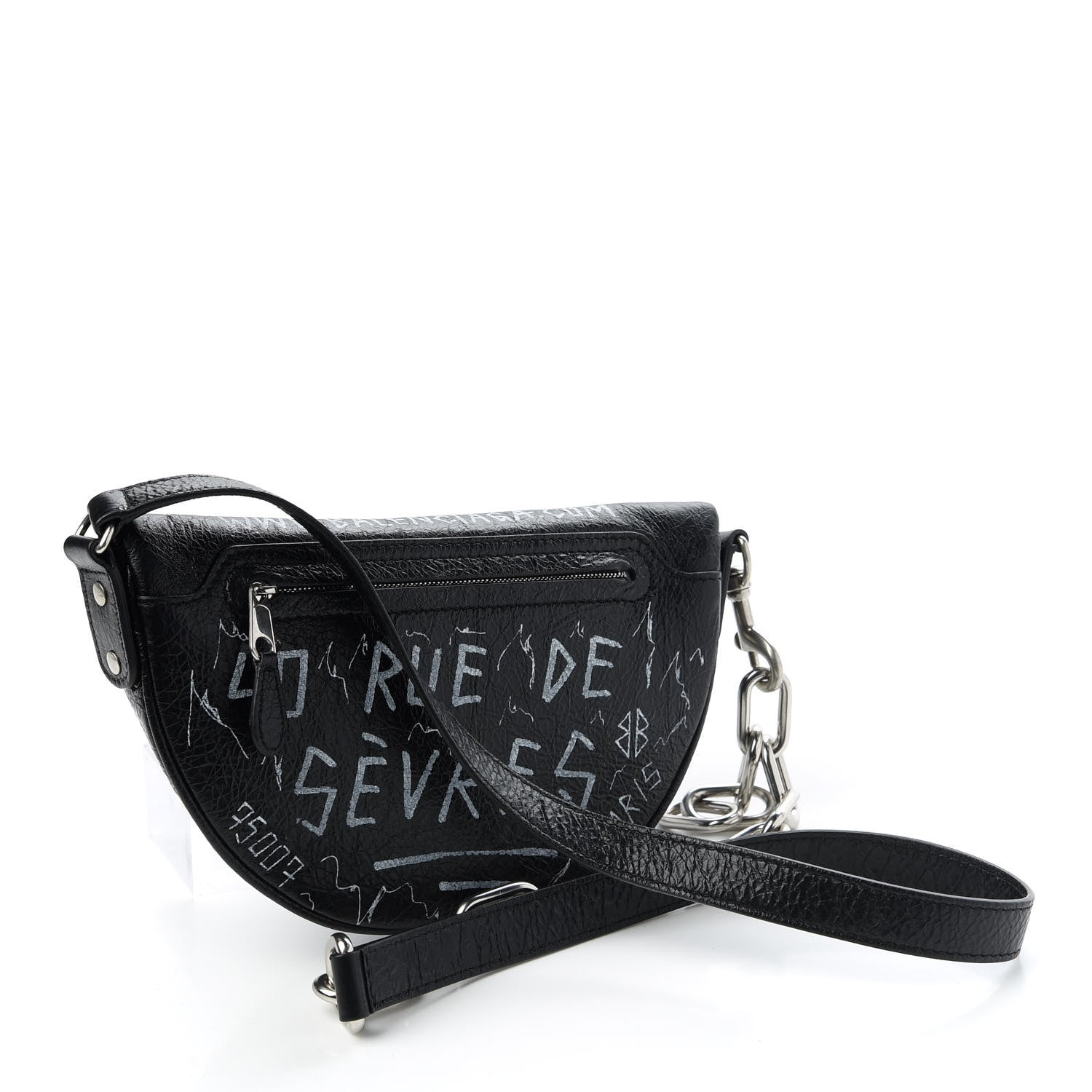 Balenciaga Agneau Arena Graffiti All Over XXS Souvenir Belt Bag Black White 3 of 10