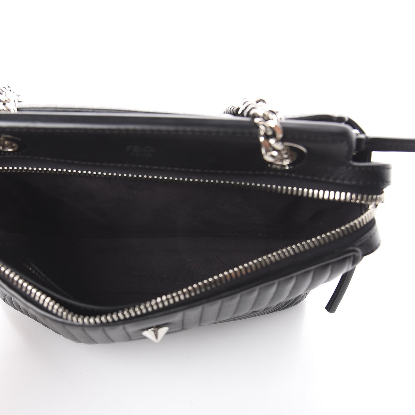 Shiny Nappa Trapuntata Chain Small DotCom Click Chain Satchel Black