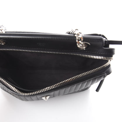 Fendi Shiny Nappa Trapuntata Chain Small DotCom Click Chain Satchel Black 5 of 9