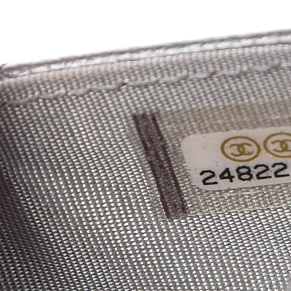 Chanel Metallic Caviar Quilted Boy Card Holder Wallet Silver 8 of 9