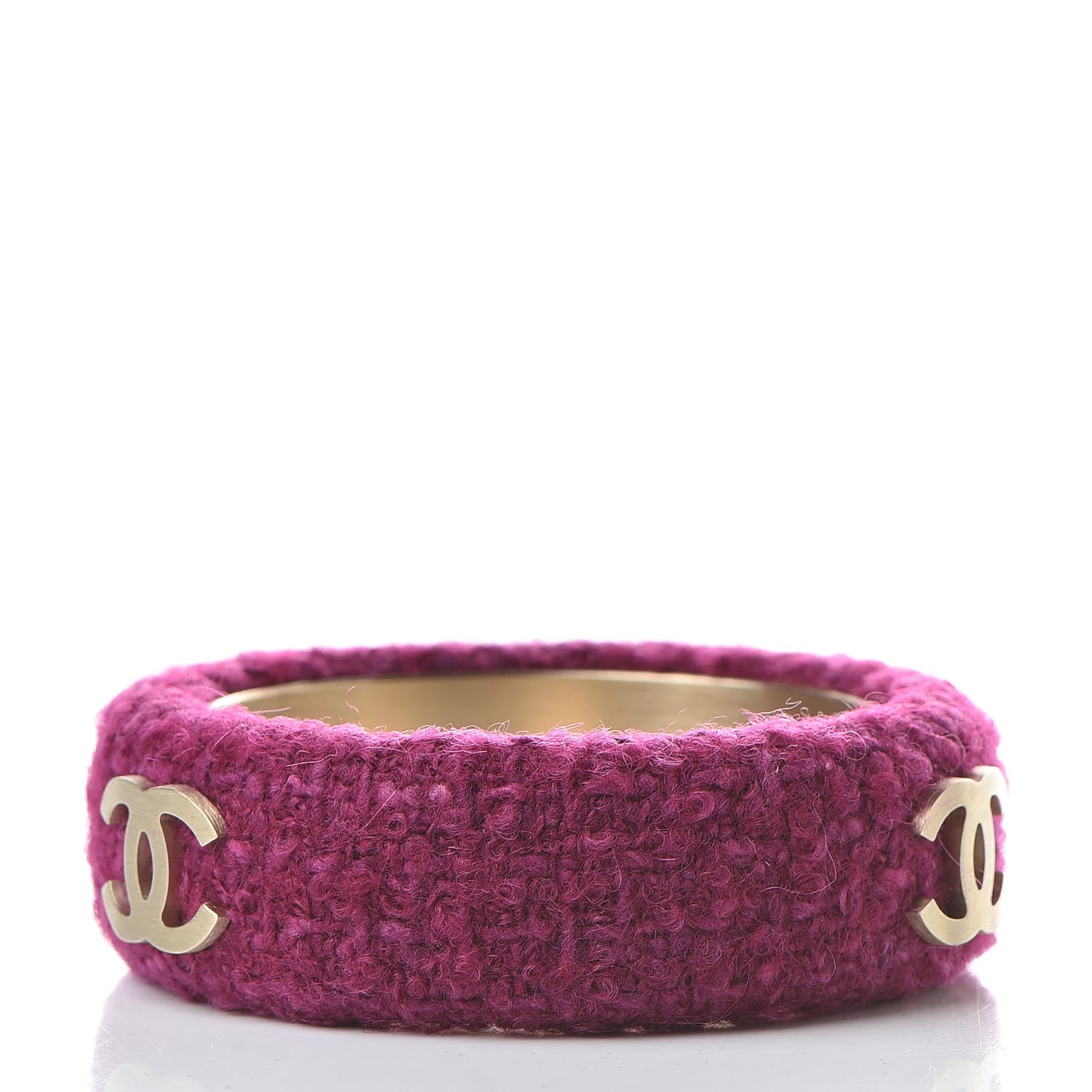 Chanel Tweed CC Wide Bangle Dark Pink 3 of 4
