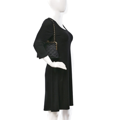 Chanel Satin Quilted Kisslock Clutch Black 2 of 9