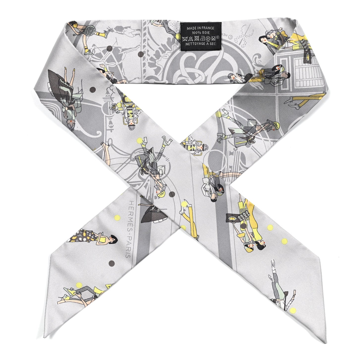 Silk Ex-Libris Les Parisiennes Twilly Gris Perle Jaune