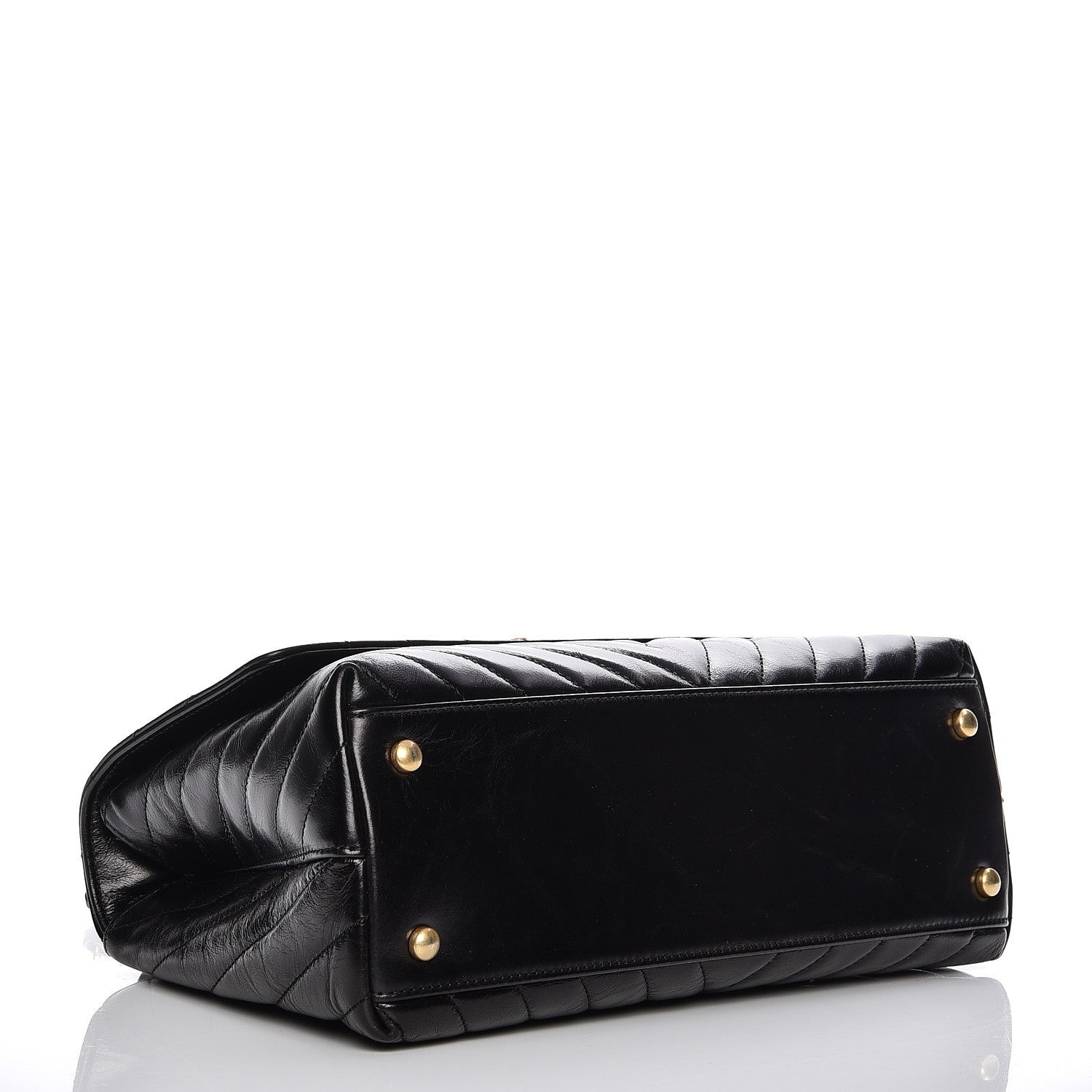 Chanel Calfskin Chevron Quilted Coco Handle Flap Black 5 of 8