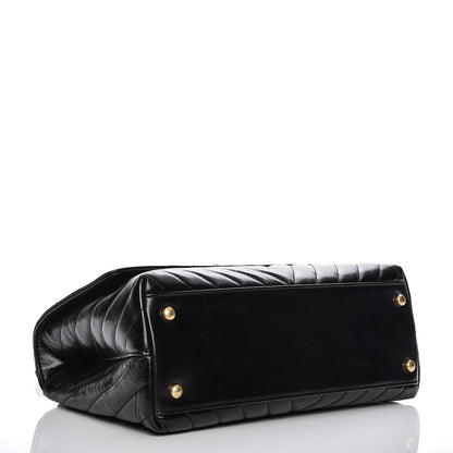Chanel Calfskin Chevron Quilted Coco Handle Flap Black 5 of 8