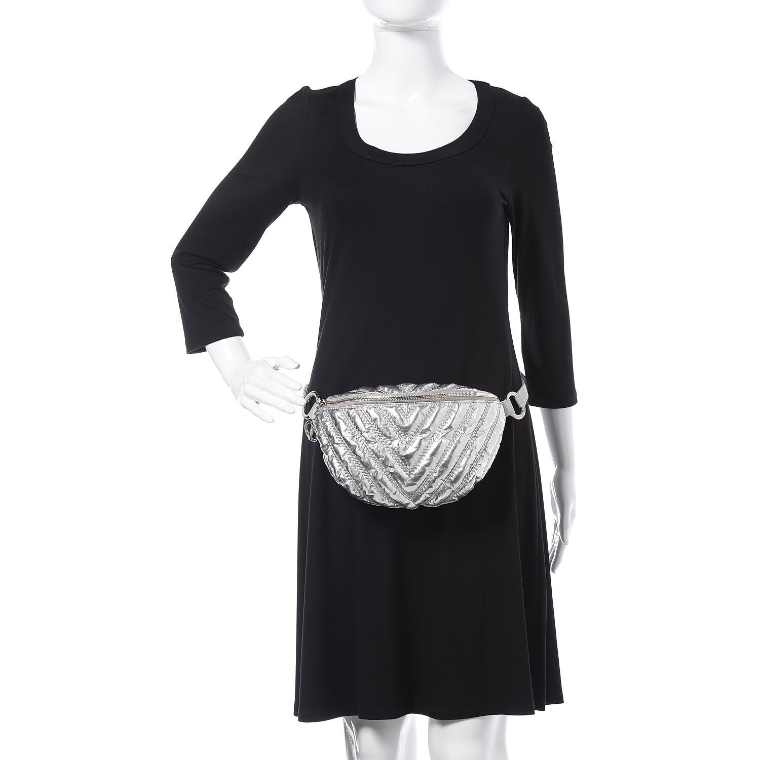Chanel Metallic Lame Quilted Space Suit Waist Bag Silver 3 of 13