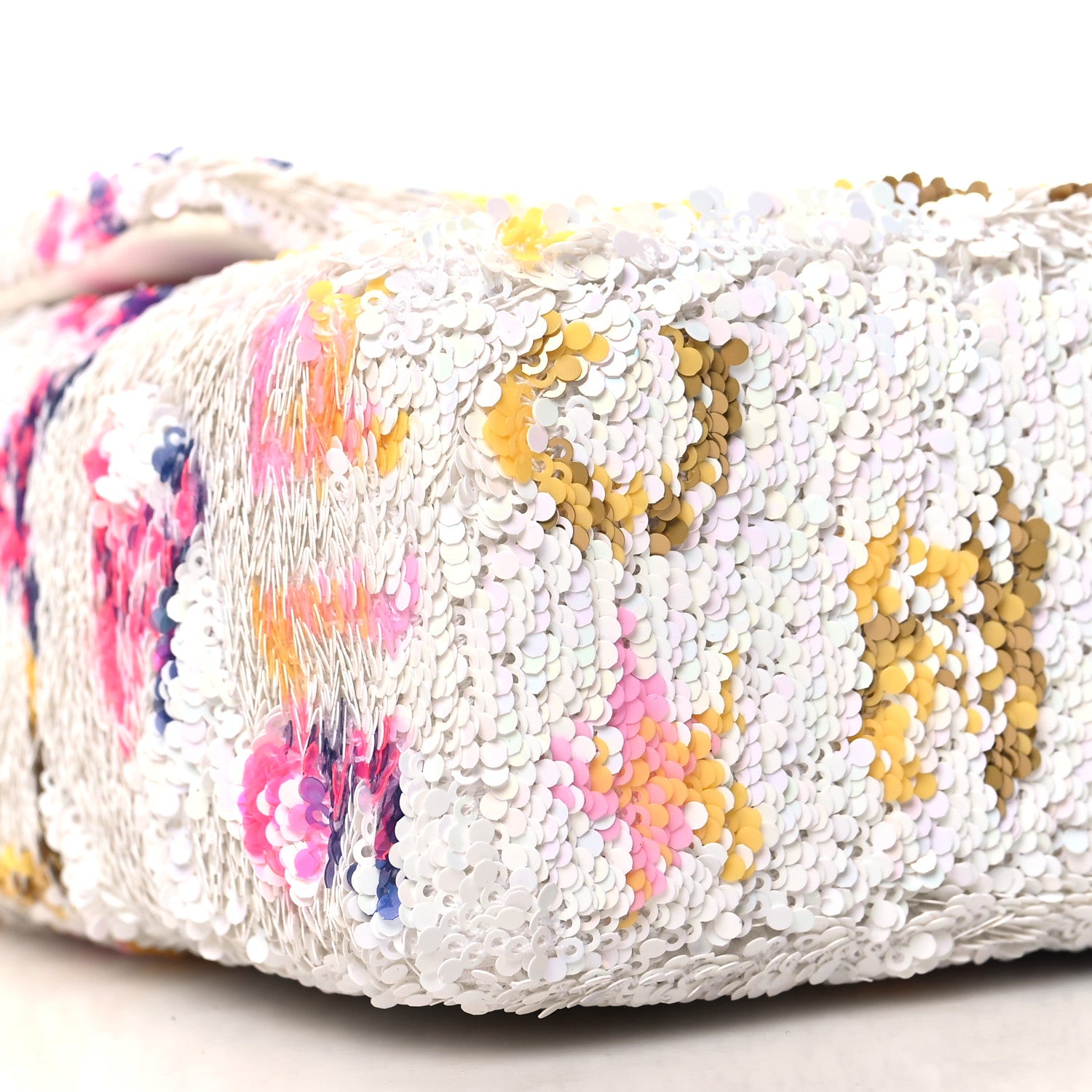 Chanel Sequin Logo CC Small Single Flap White Multicolor 9 of 11