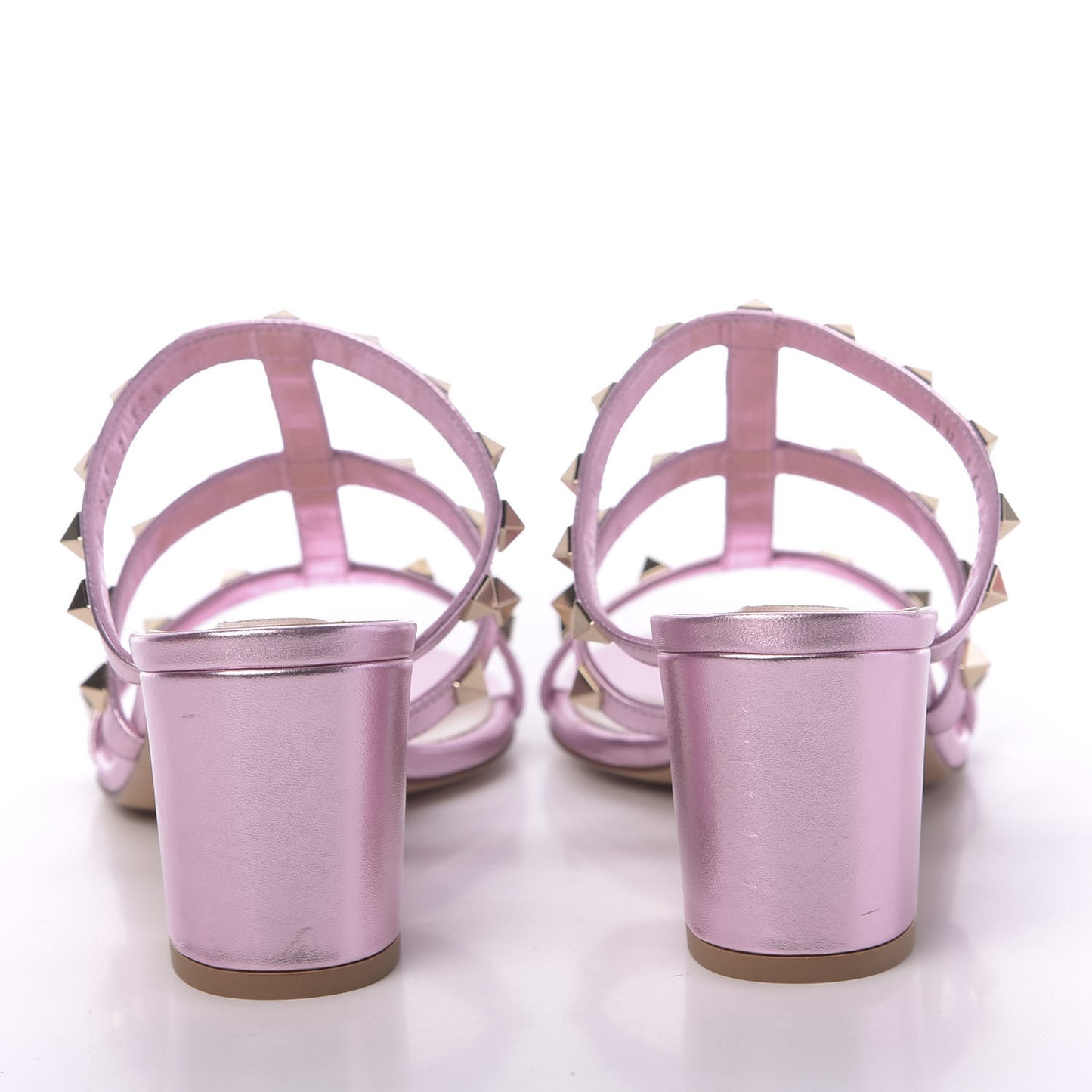 Metallic Nappa Rockstud 60mm Caged Slide Sandals 38.5 Giacinto