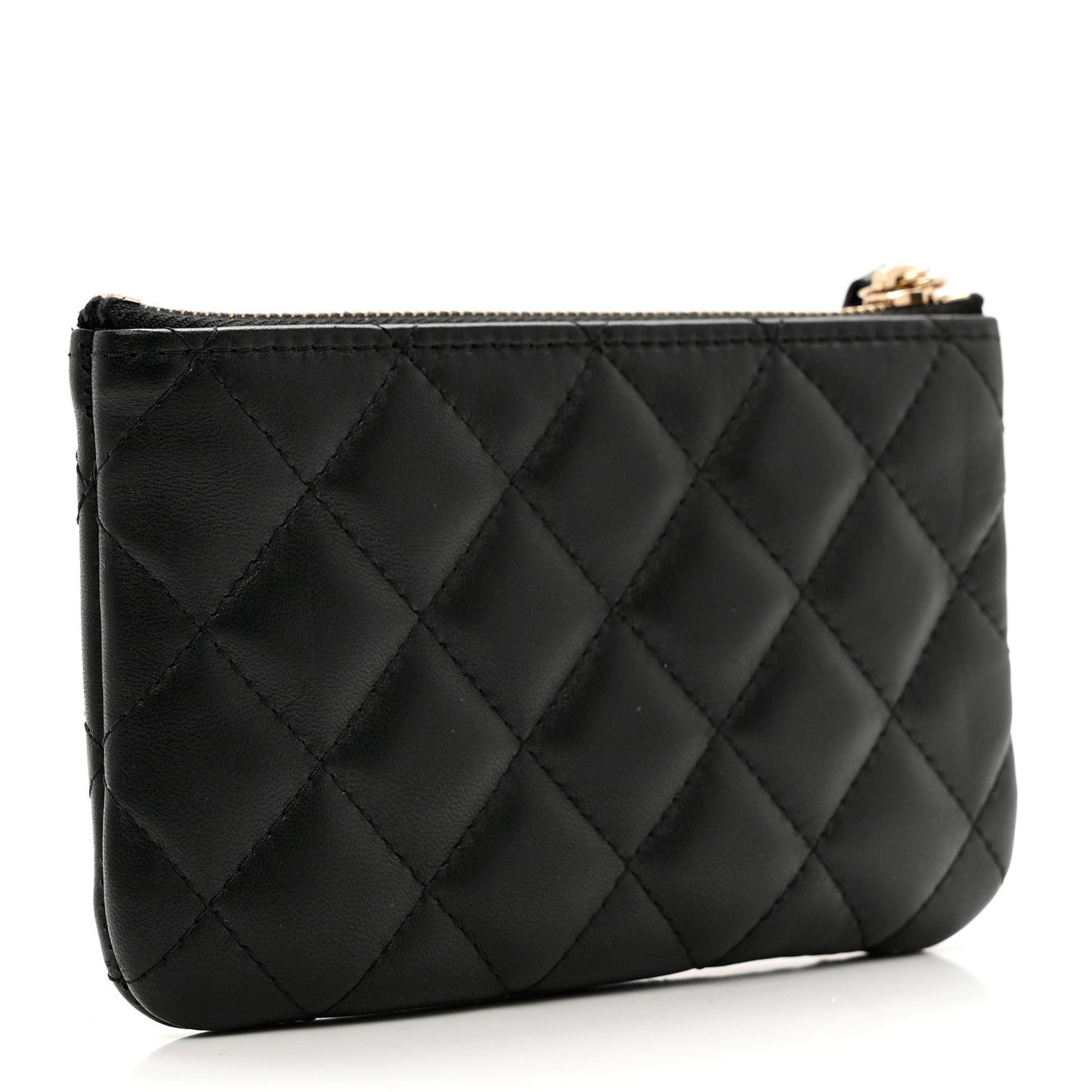 Lambskin Quilted Small Casino Cosmetic Case Black