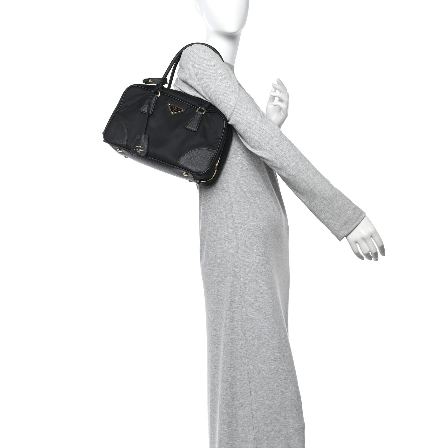 Prada Re-Nylon Saffiano Medium Re-Edition 1978 Two Handle Bag Black 2 of 13