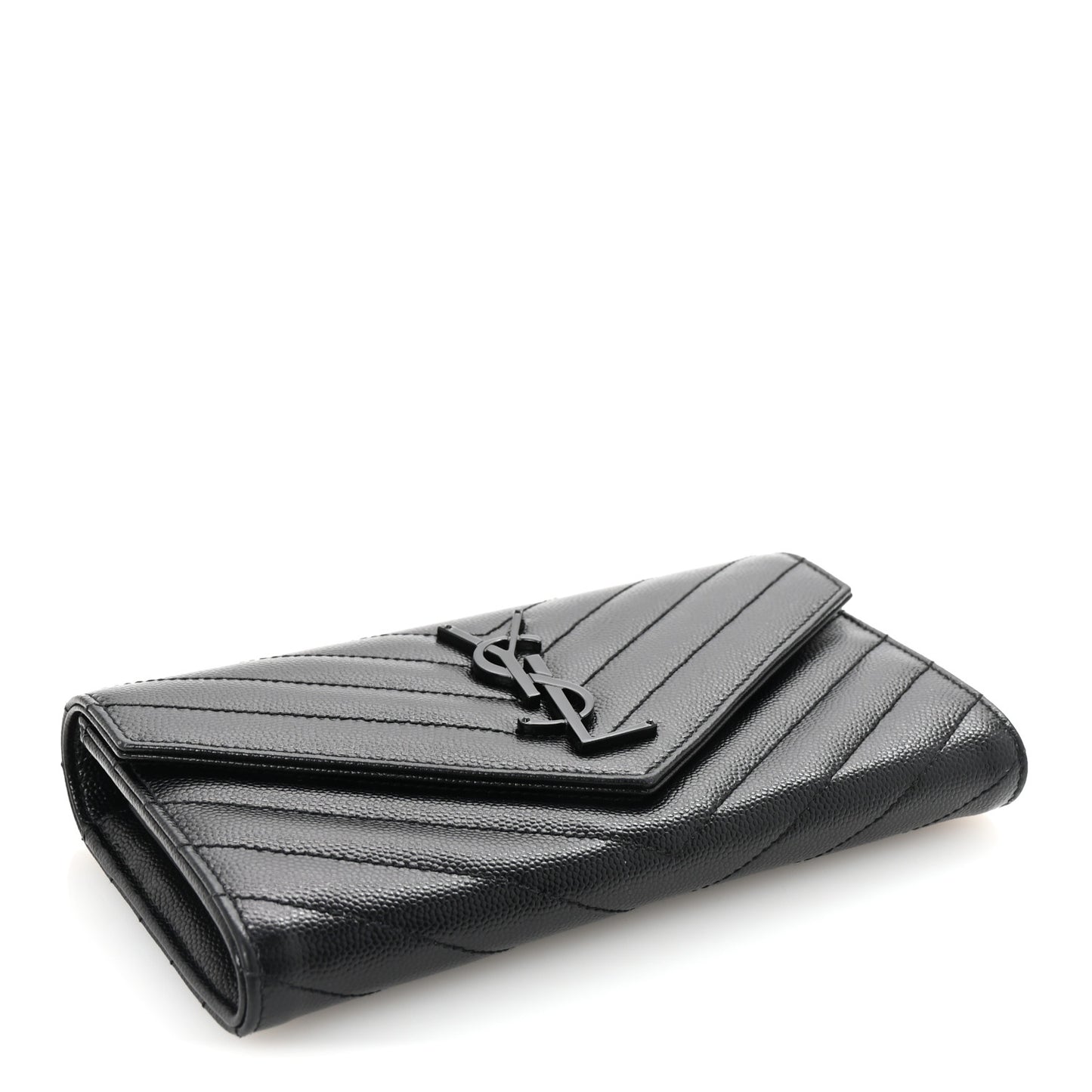 Grain De Poudre Matelasse Chevron Monogram Flap Wallet Black
