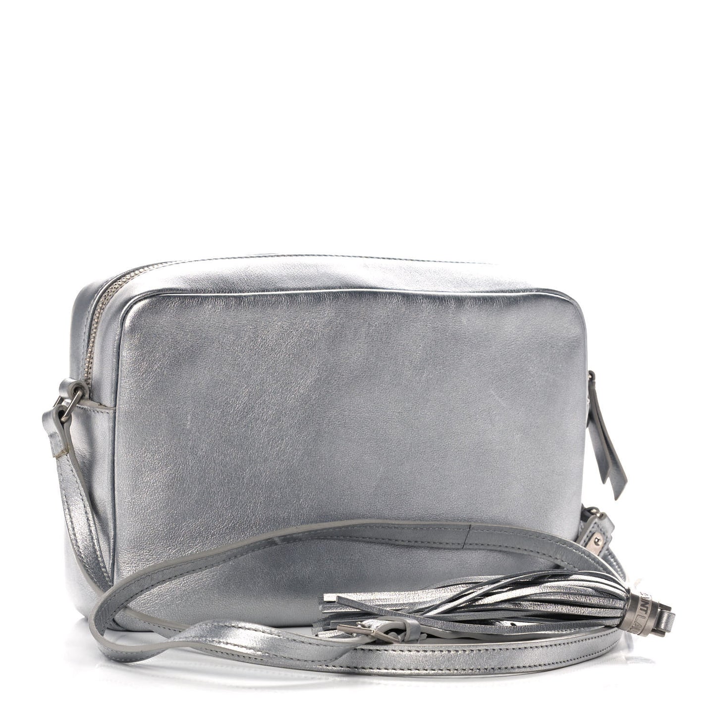 Metallic Calfskin Monogram Small Lou Camera Bag Silver