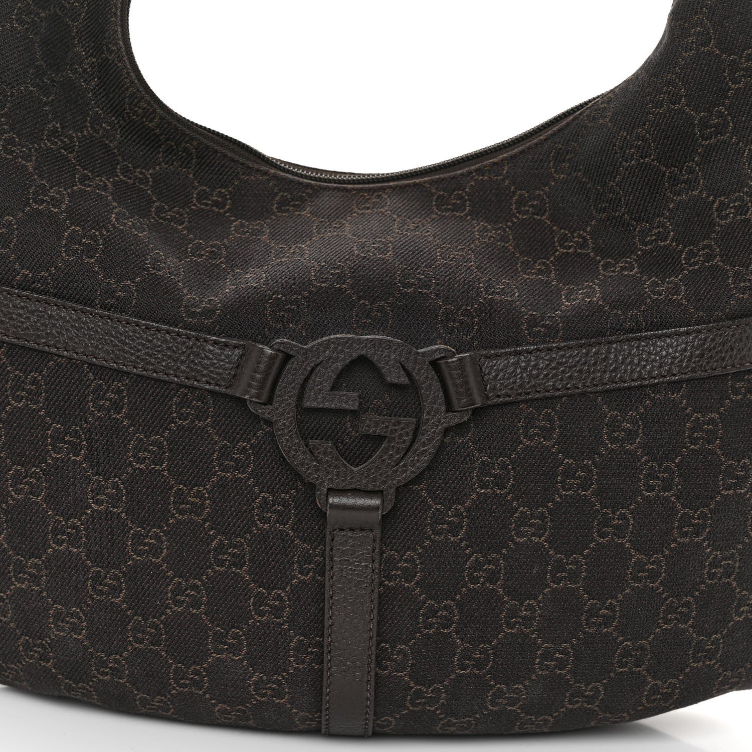 Gucci Canvas GG Reins Hobo Brown Black 7 of 10