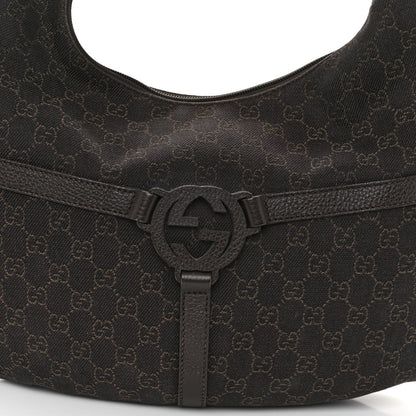 Gucci Canvas GG Reins Hobo Brown Black 7 of 10