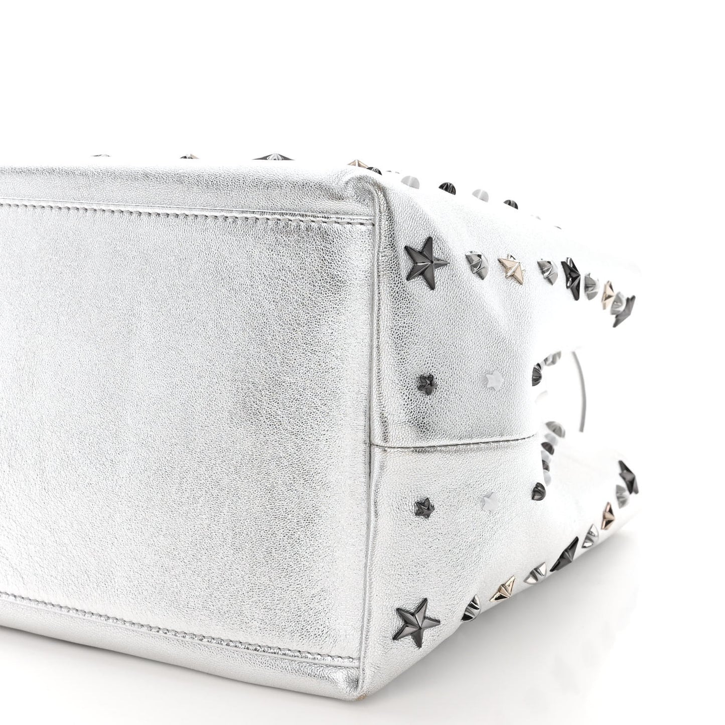 Metallic Nappa Small Star Studded Sofia Tote Silver Mix