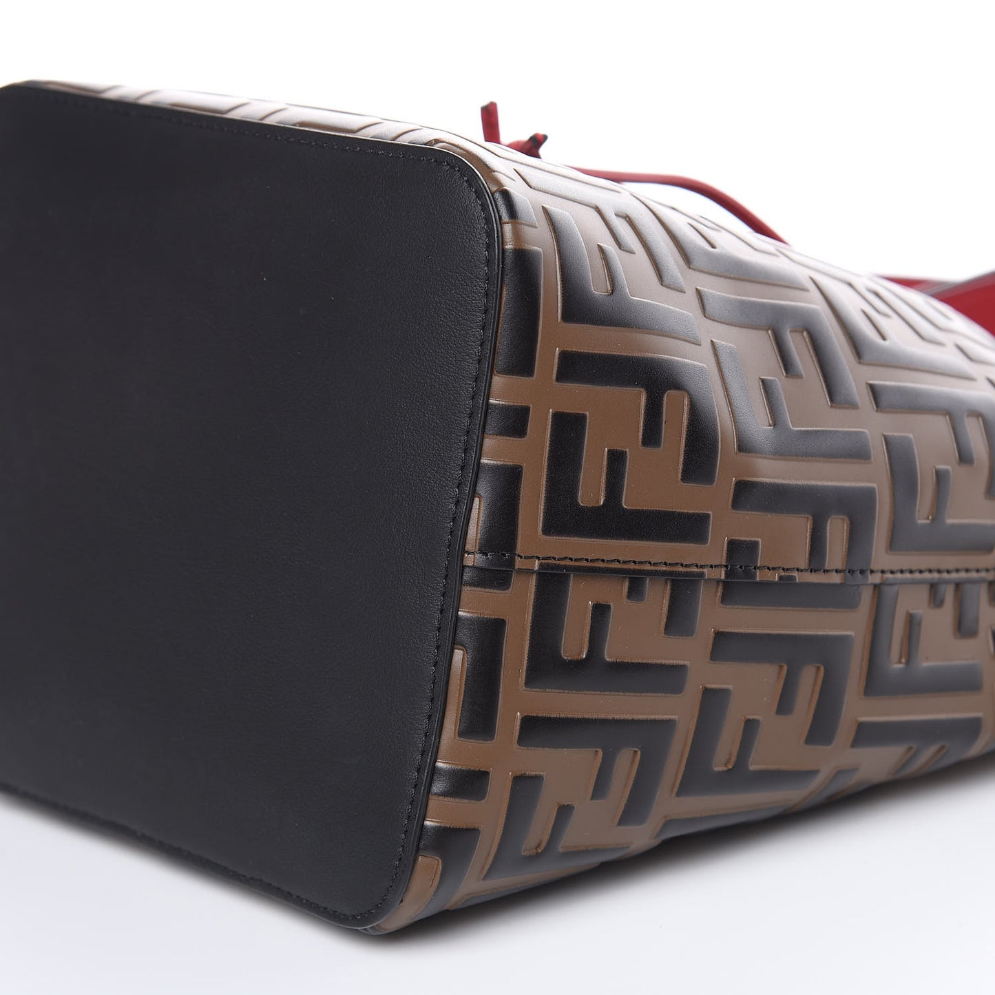 Vitello Grace F is Fendi Bi-Color FF 1974 Embossed Grande Mon Tresor Bucket Bag Maya Black Fragola