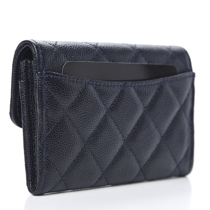 Chanel Caviar Quilted Flap Card Holder Wallet Navy Blue 3 of 8