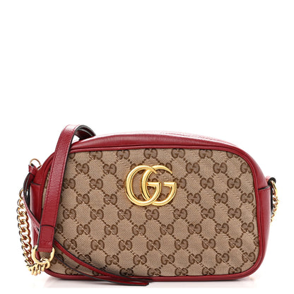 Gucci Monogram Azalea Calfskin Matelasse Diagonal Small GG Marmont Chain Shoulder Bag Beige Ebony New Cherry Red 1 of 11
