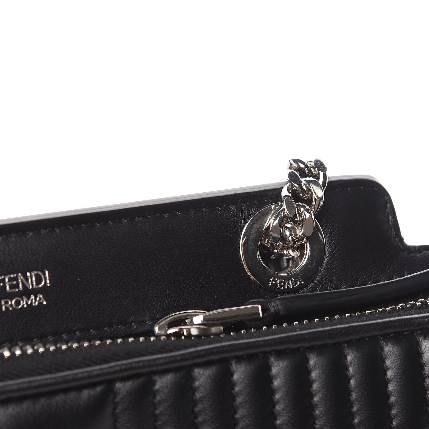 Shiny Nappa Trapuntata Small DotCom Click Chain Satchel Black
