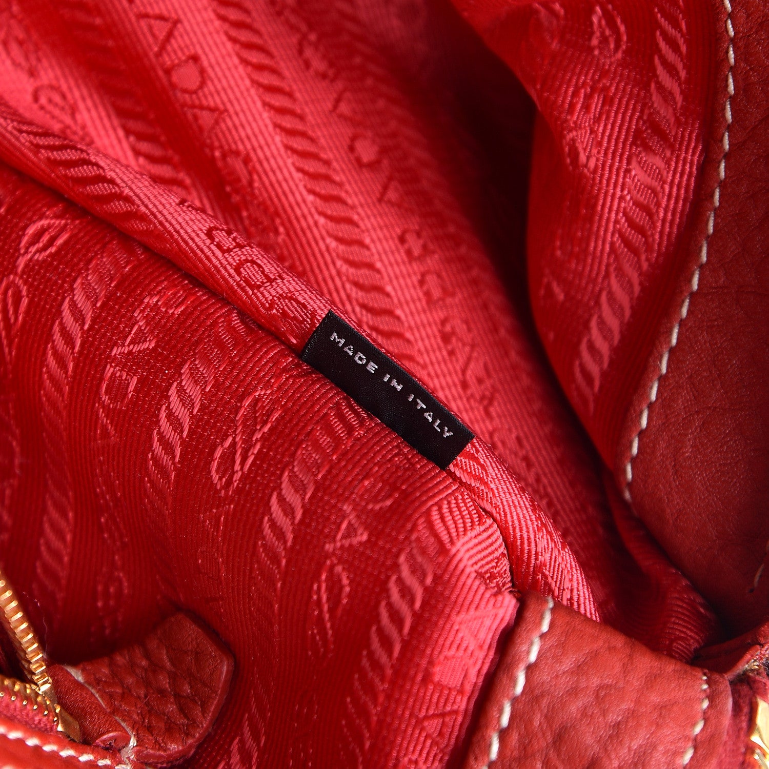 Prada Vitello Daino Top Handle Shoulder Bag Rosso 7 of 12