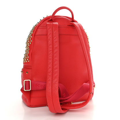 MCM Calfskin Swarovski Small Stark Diamond Backpack Red 3 of 13