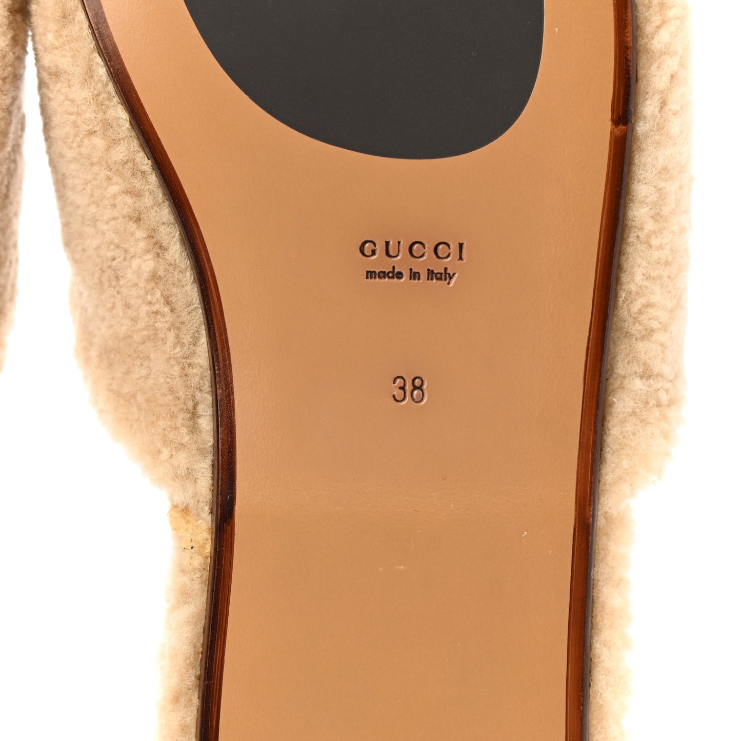 Shearling Interlocking G Womens Eileen Slippers 38 Butterscotch Cocoa