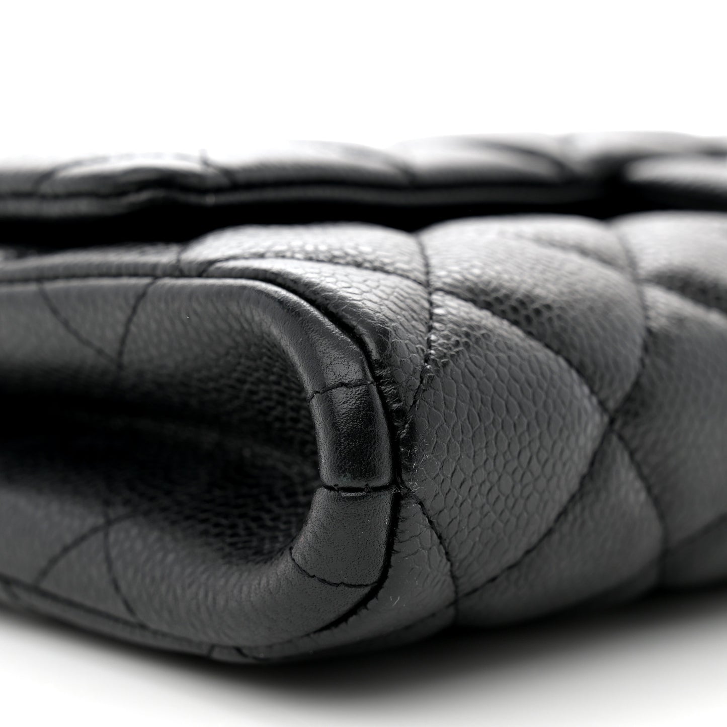 Caviar Quilted Clutch With Chain Flap Black