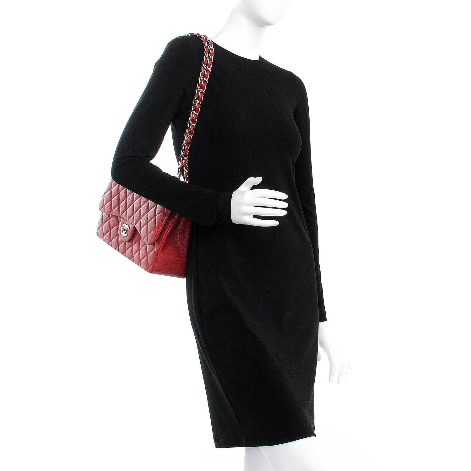 Chanel Caviar Quilted Jumbo Double Flap Dark Red 3 of 9