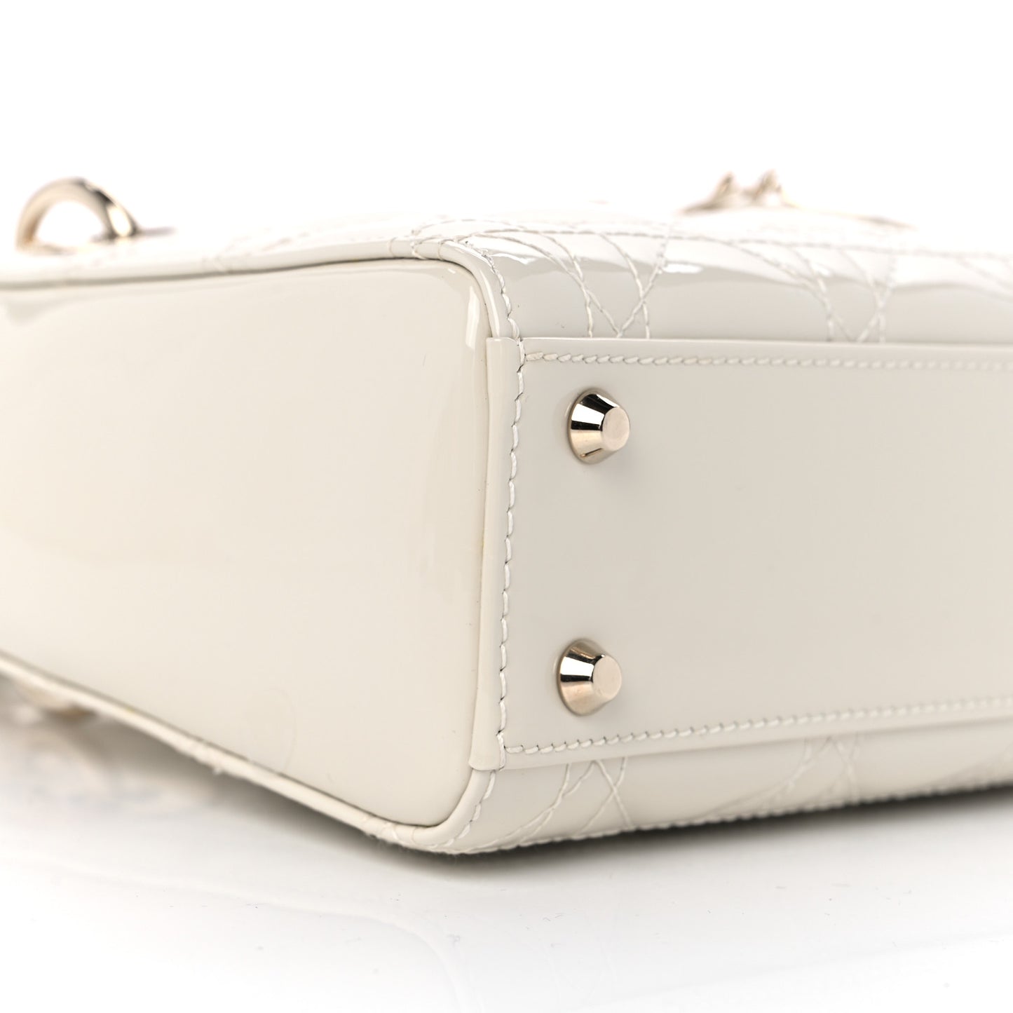 Patent Cannage Mini Lady Dior Ivory