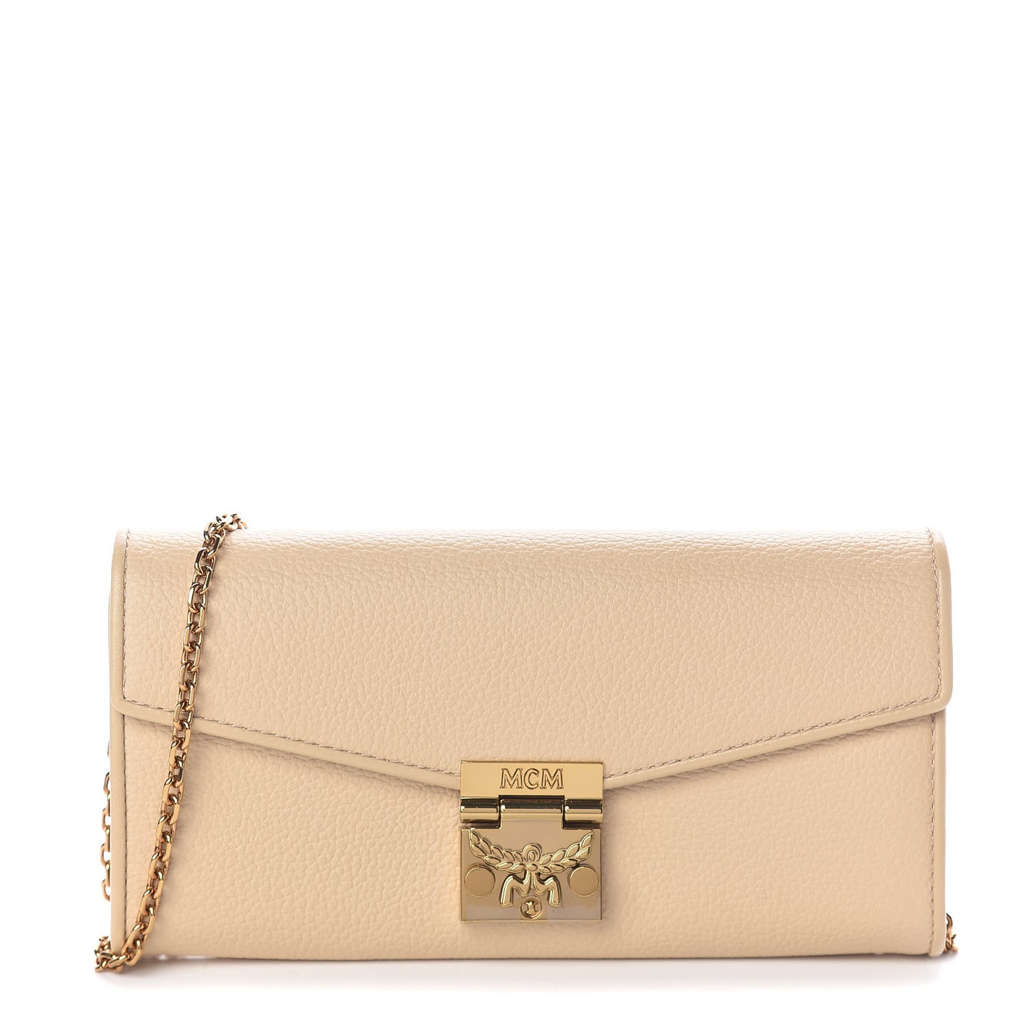 Calfskin Large Patricia Wallet On Chain Beige